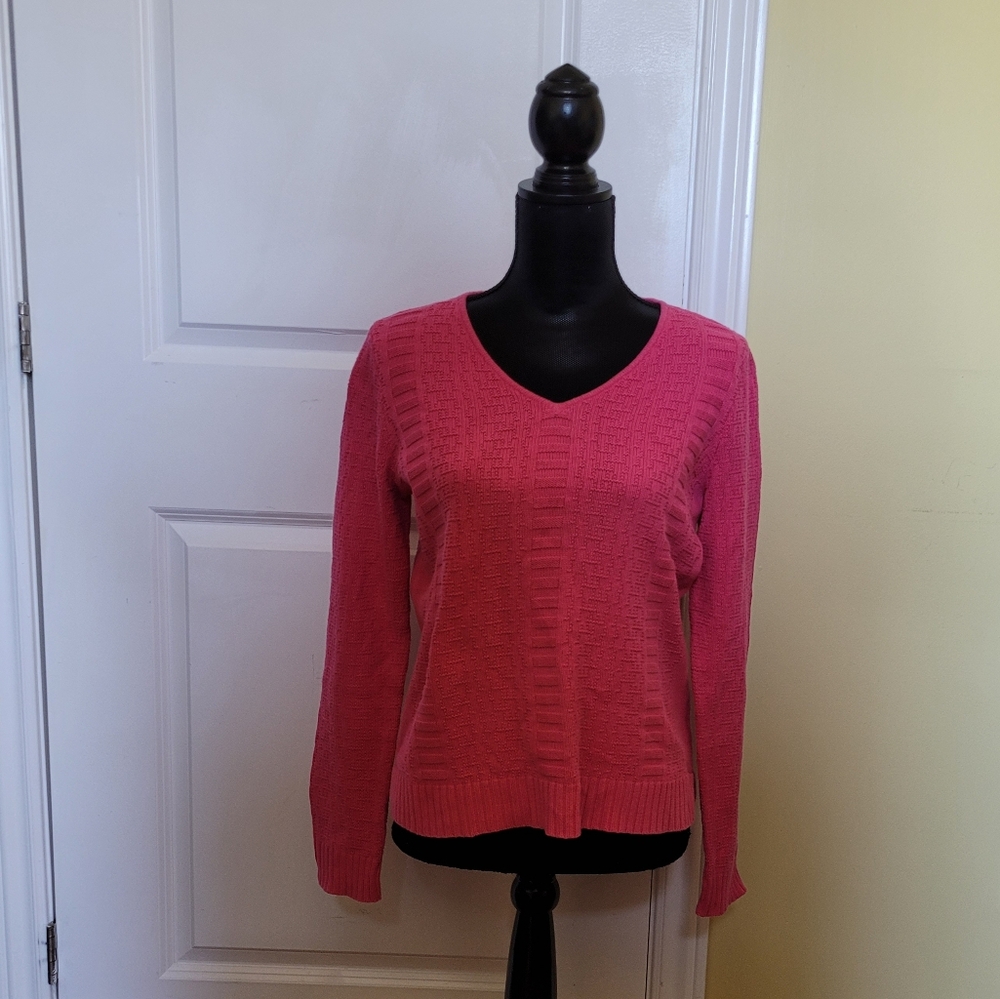 Liz Claiborne sweater Barbie pink vintage Y2K 2000s pullover V-neck preppy
